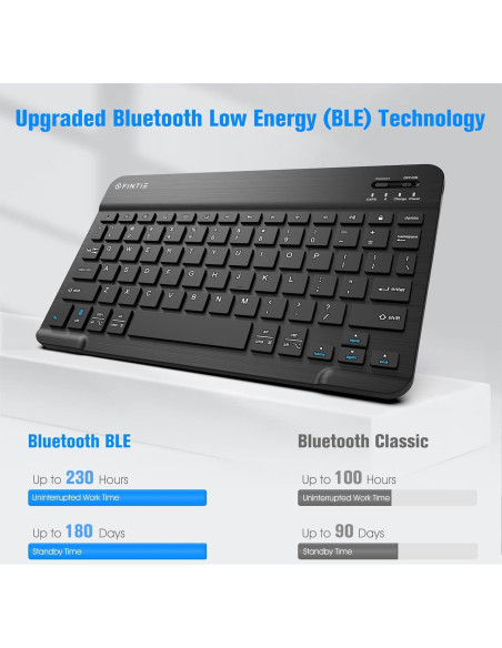 Teclado Inalámbrico Bluetooth FINTIE 10 Pulgadas Negro Teclado Inalámbrico Bluetooth FINTIE 10 Pulgadas Negro