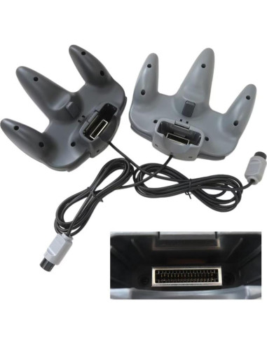 Conjunto de 2 Controladores con Cable para Nintendo 64 N64 - Negro y Gris