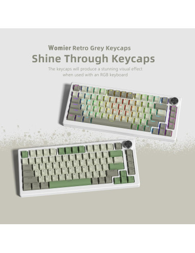 Conjunto de Teclas PBT Retroiluminadas Womier Gris 60% 65% 75%