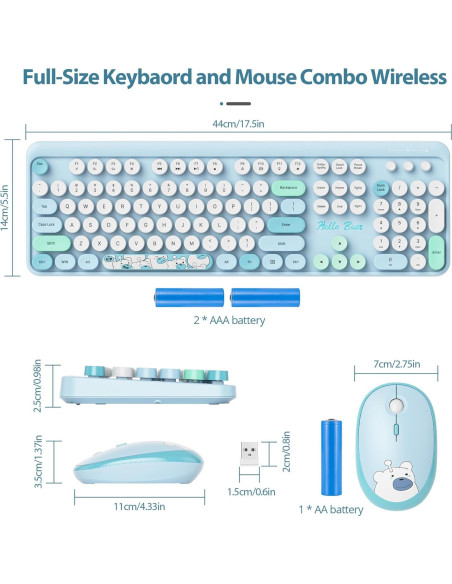Combo Teclado y Ratón Inalámbrico Retro SbocKeeb Azul 104 Teclas Combo Teclado y Ratón Inalámbrico Retro SbocKeeb Azul 104 Teclas