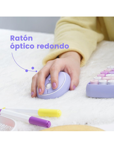 Set de Teclado y Ratón Inalámbrico Perixx PERIDUO-713PP Morado