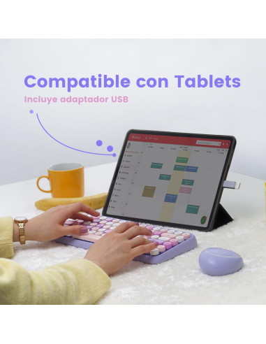 Set de Teclado y Ratón Inalámbrico Perixx PERIDUO-713PP Morado