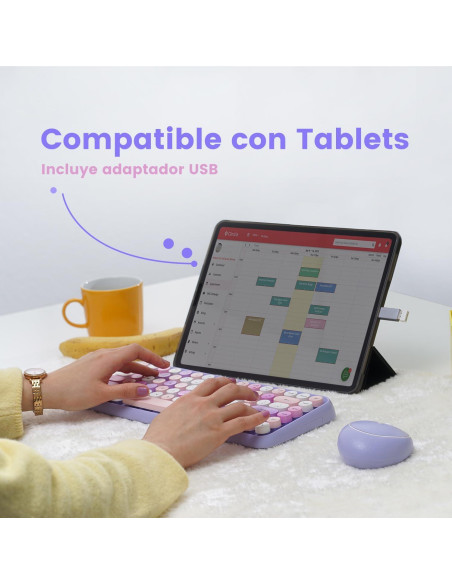Set de Teclado y Ratón Inalámbrico Perixx PERIDUO-713PP Morado Set de Teclado y Ratón Inalámbrico Perixx PERIDUO-713PP Morado