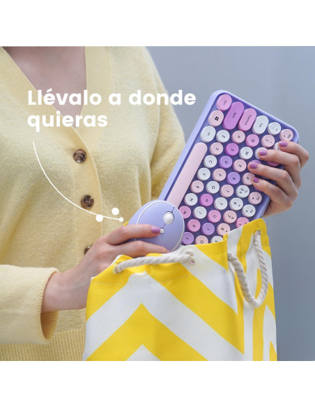 Set de Teclado y Ratón Inalámbrico Perixx PERIDUO-713PP Morado Set de Teclado y Ratón Inalámbrico Perixx PERIDUO-713PP Morado