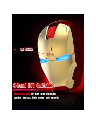 Ratón Inalámbrico Ergonómico Mikayoo Iron Man 2.4G Dorado