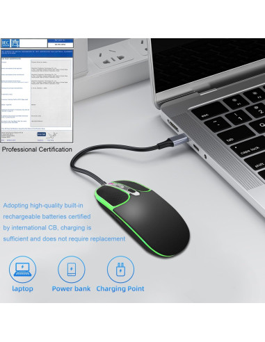 Ratón Inalámbrico Ergonomico TONGLIYUAN DM-106 Negro LED RGB