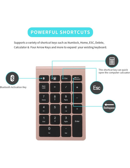 Teclado Numérico Bluetooth Gugxiom 22 Teclas Dorado Teclado Numérico Bluetooth Gugxiom 22 Teclas Dorado