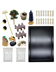 Kit Jardín Zen Mini Cayway - Decoración de Mesa con Arena Blanca