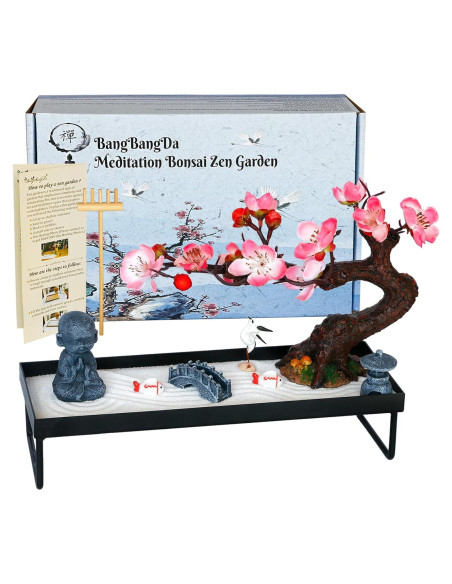 Kit Jardín Zen Mini BangBangDa con Bonsái y Monje Meditador Kit Jardín Zen Mini BangBangDa con Bonsái y Monje Meditador