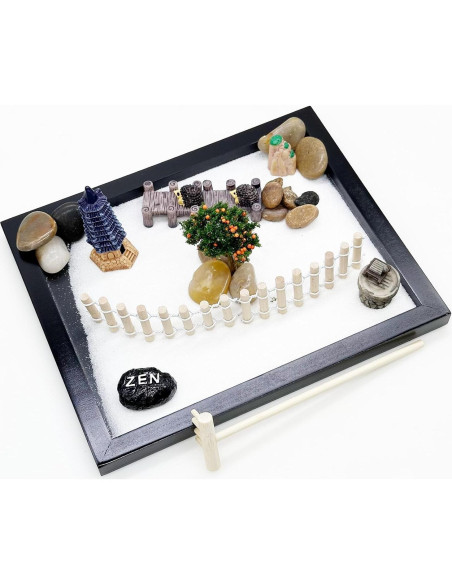 Kit Jardín Zen Mini Cayway - Decoración de Mesa con Arena Blanca Kit Jardín Zen Mini Cayway - Decoración de Mesa con Arena Blanca