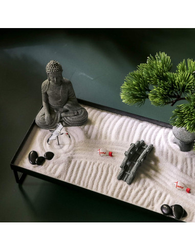 Jardín Zen BangBangDa con Bonsai y Buda - Decoración de Oficina