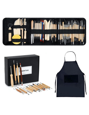Set de Herramientas de Cerámica TEMONTIAN 44 Pcs con Bolsa