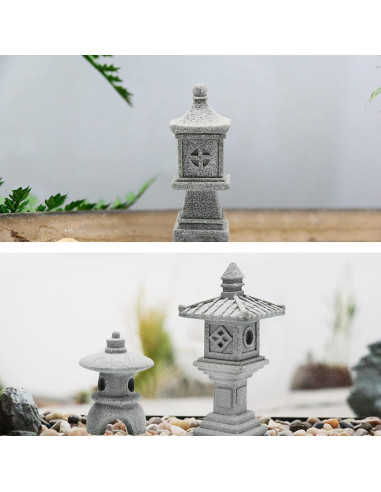 Juego de 3 Estatuas de Pagoda Miniatura Saihisday 12 cm