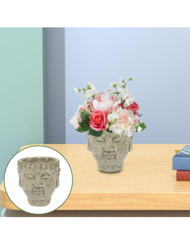 Maceta Buda de Cemento Yardwe 13x12 cm Decorativa Zen
