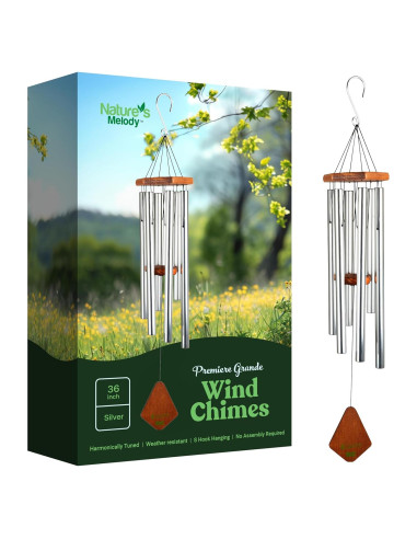 Tambores de Viento Melodía de la Naturaleza 91 cm Aluminio Plata