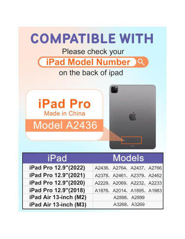 Funda para iPad Air 13" y Pro 12.9" Wazzasoft con Teclado