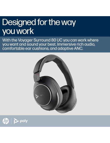 Auricular Bluetooth Poly Voyager Surround 80 UC - ANC, 21h Batería Auricular Bluetooth Poly Voyager Surround 80 UC - ANC, 21h Batería