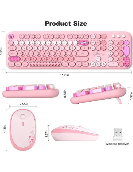 Combo Teclado y Ratón Inalámbrico MOFII Retro Rosa Combo Teclado y Ratón Inalámbrico MOFII Retro Rosa