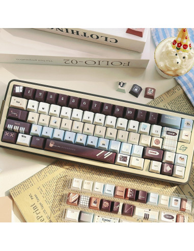 Teclas Mecánicas TIMSEKER 145 PBT Vintage Azul Marrón Crema