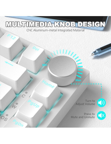 Teclado Mecánico ATTACK SHARK AK820 75% USB-C Blanco Clicky