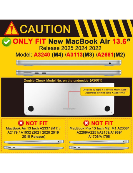 Funda Batianda para MacBook Air 13.6" 2025-2022 A3240 A3113 A2681 Funda Batianda para MacBook Air 13.6" 2025-2022 A3240 A3113 A2681