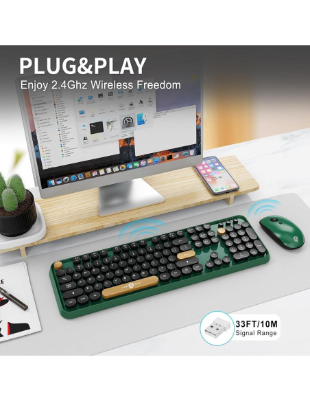 Combo Teclado y Ratón Inalámbrico FOPETT 104 Teclas Coloridas Combo Teclado y Ratón Inalámbrico FOPETT 104 Teclas Coloridas