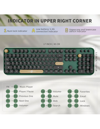 Combo Teclado y Ratón Inalámbrico FOPETT 104 Teclas Coloridas