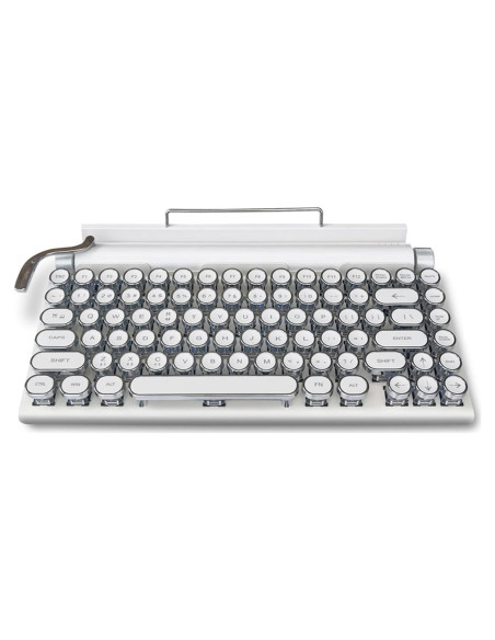 Teclado Mecánico Vintage Acogedor 83 Teclas Bluetooth 5.0 Blanco Teclado Mecánico Vintage Acogedor 83 Teclas Bluetooth 5.0 Blanco