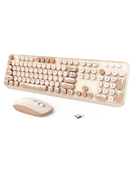 Combo Teclado y Ratón Inalámbrico FOPETT Retro Helado Combo Teclado y Ratón Inalámbrico FOPETT Retro Helado
