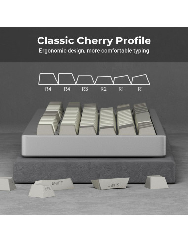 Teclas PBT Doubleshot Retro Gris XVX para Teclados Mecánicos
