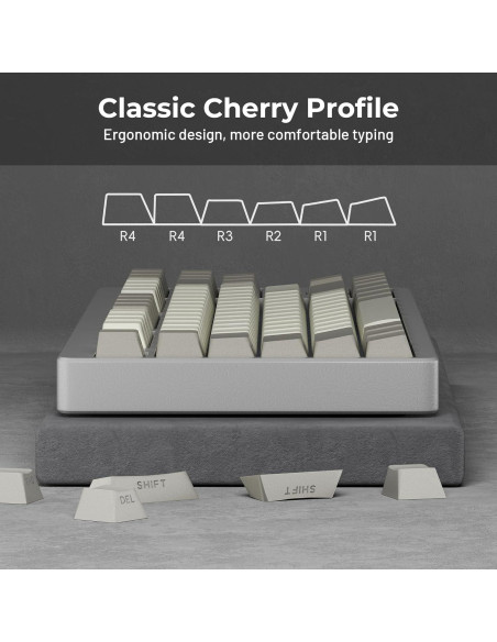 Teclas PBT Doubleshot Retro Gris XVX para Teclados Mecánicos Teclas PBT Doubleshot Retro Gris XVX para Teclados Mecánicos