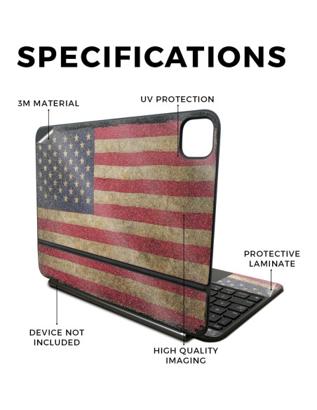 Piel Brillante para Apple Magic Keyboard iPad Pro 11" 2024 - Bandera Vintage - MightySkins Piel Brillante para Apple Magic Keyboard iPad Pro 11" 2024 - Bandera Vintage - MightySkins