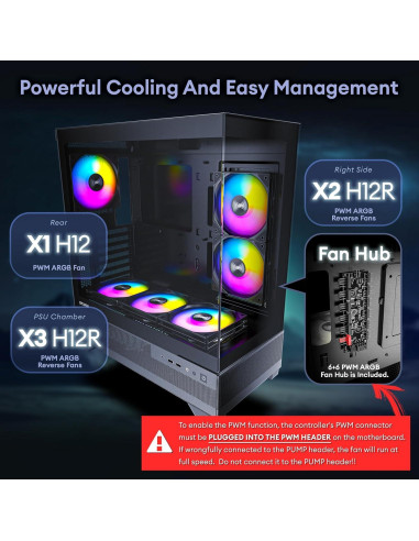 Caja de PC ATX Okinos Aqua 7 Negra con Ventiladores ARGB