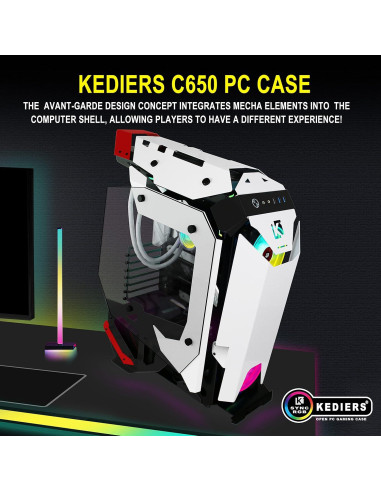 Caja de PC KEDIERS C650 ATX Gaming con Vidrio Templado