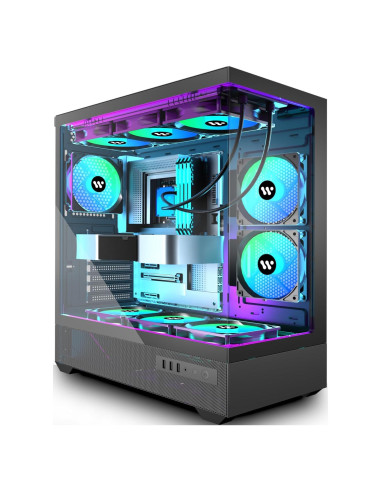 Caja de PC KEDIERS G7 ATX Negra con 5 Ventiladores ARGB