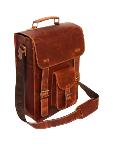 Bolsa Mensajera de Cuero Jaald Vintage 38.1x27.9cm para Laptop