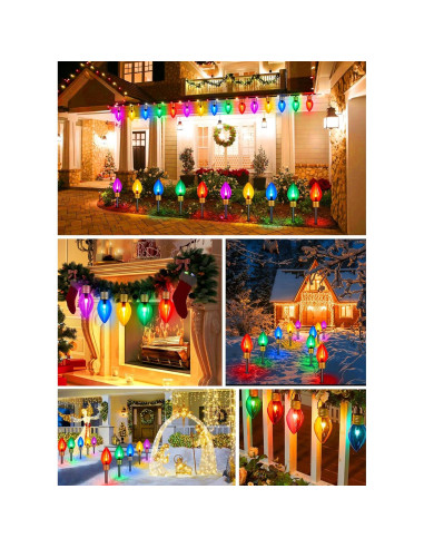 Luces de Camino de Navidad Jumbo C9 - 2 Paquetes 10 LED Multicolores