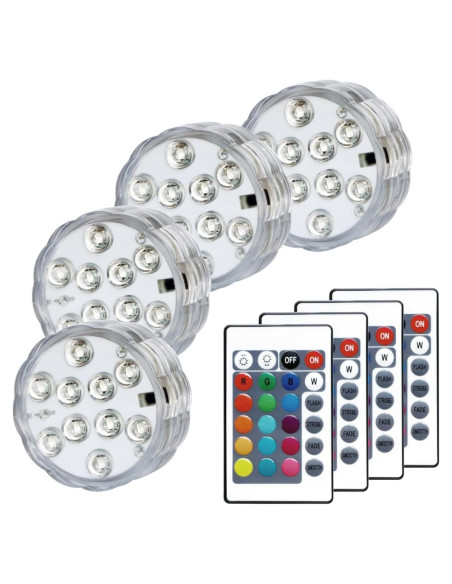 Luces LED sumergibles Tripop TP-SLL2RGBR4 con control remoto Luces LED sumergibles Tripop TP-SLL2RGBR4 con control remoto