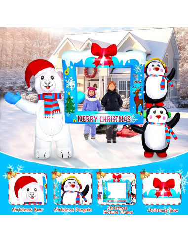 Decoración Inflable de Navidad Kalolary Oso y Pingüino 1.83m