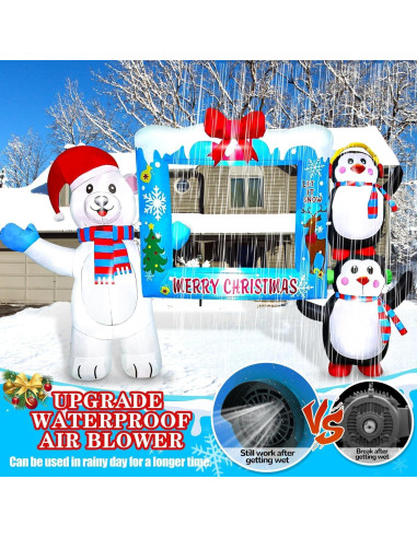 Decoración Inflable de Navidad Kalolary Oso y Pingüino 1.83m