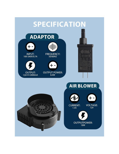 Ventilador de Aire Inflable Kalolary 1.5A con Luces LED