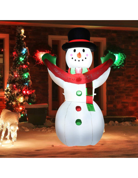 Muñeco de Nieve Inflable Tangkula 182 cm con Luces LED Muñeco de Nieve Inflable Tangkula 182 cm con Luces LED