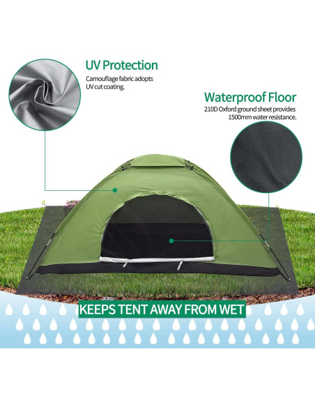 Tienda de Camping Sutekus Ultraligera 1 Persona Verde 210x90x100cm Tienda de Camping Sutekus Ultraligera 1 Persona Verde 210x90x100cm