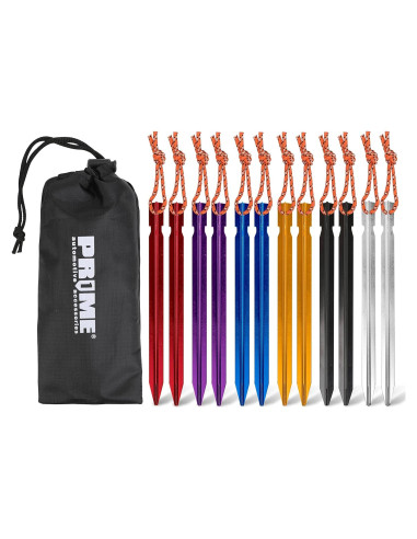 Estacas de Tienda de Aluminio Prime 1, Paquete de 12 Estacas 17.78 cm