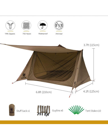 Tienda de Camping Ultraligera OneTigris Bushcraft 2.0 2 Personas