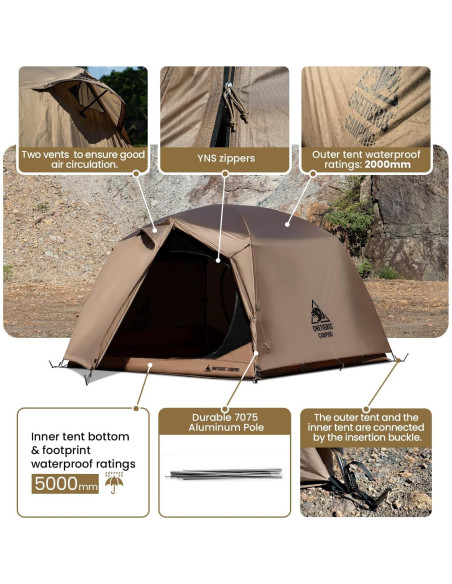 Carpa OneTigris JOVIAN para 4 Personas 3 Temporadas Impermeable Carpa OneTigris JOVIAN para 4 Personas 3 Temporadas Impermeable