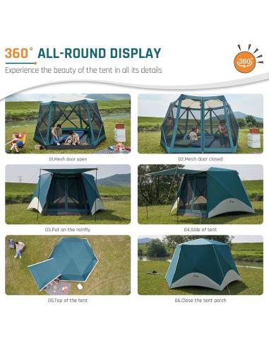 Carpa Pantalla Pop Up DMH OUTDOORS para 6 Personas con Porche