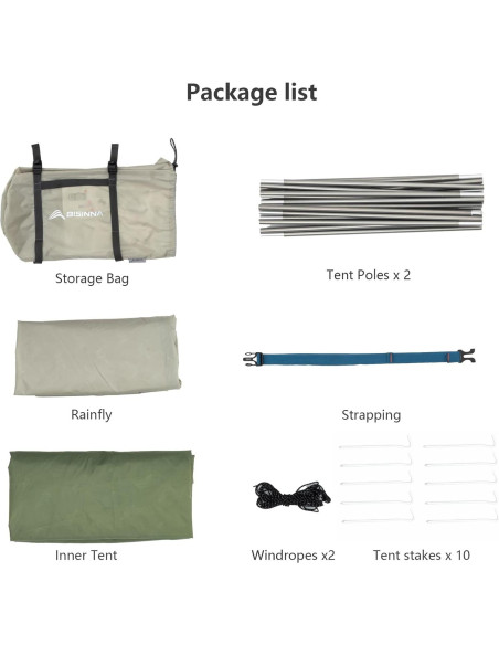 Carpa de Camping BISINNA Run 2 para 2 Personas Impermeable Carpa de Camping BISINNA Run 2 para 2 Personas Impermeable