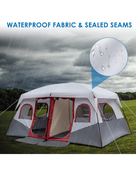 Carpa de Camping Outvita para 10 Personas, 2 Habitaciones, Impermeable Carpa de Camping Outvita para 10 Personas, 2 Habitaciones, Impermeable