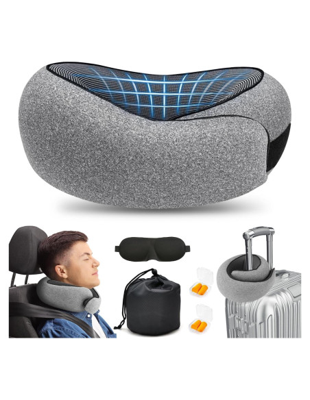 Almohada de Viaje Reizmet para Cuello Ajustable Gris Almohada de Viaje Reizmet para Cuello Ajustable Gris